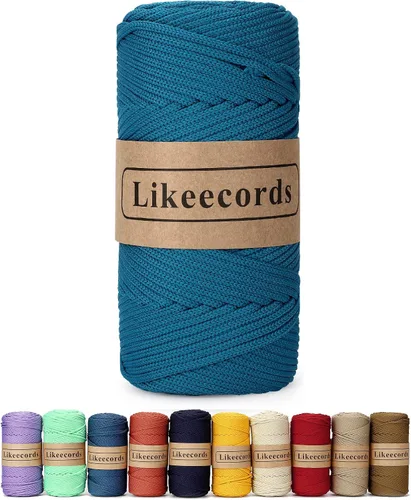 Vista 58 de Likeecords Cordón de macramé trenzado de poliéster de 0.157 in, 140 yardas, 426 pies, hilo elástico para bolsa de ganchillo para manualidades