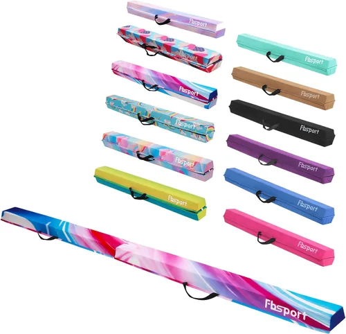 Vista 11 de FBSPORT Viga de Equilibrio de 8 pies/6 pies: Equipo de Gimnasia de Suelo Plegable para Niños y Adultos, Base de Goma Antideslizante, Viga