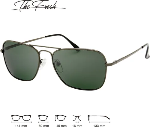 Vista 5 de The Fresh Gafas de sol polarizadas con marco de metal retro clásico, gafas de sol rectangulares
