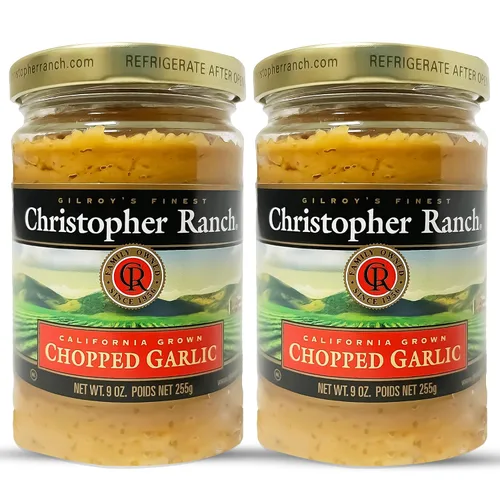 Vista 8 de Christopher Ranch Ajo picado en aceite de oliva, fresco cultivado en California, listo para usar, calidad premium, sin gluten, apto para veganos