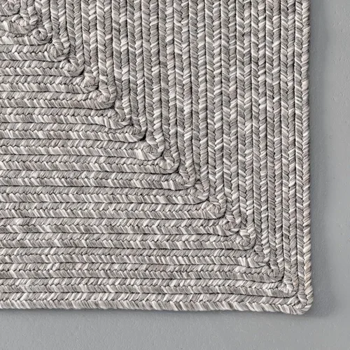 Vista 5 de nuLOOM Jayda - Alfombra trenzada para interiores y exteriores, 4 x 6, color gris claro