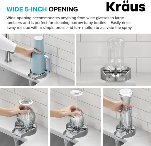 Vista 8 de KRAUS CleanMate Enjuagadora de Vasos para Lavabo de Cocina en Acabado de Color Negro Mate, KGR-500MB