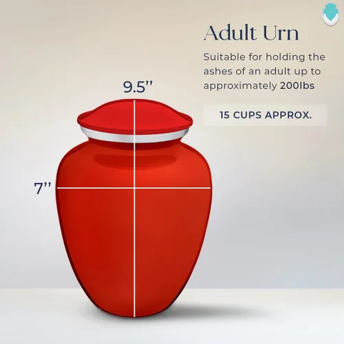 Vista 3 de Geturns Embrace - Urnas de cremación personalizadas de delfines para cenizas humanas, urna funeraria grande de color rojo brillante para mujeres