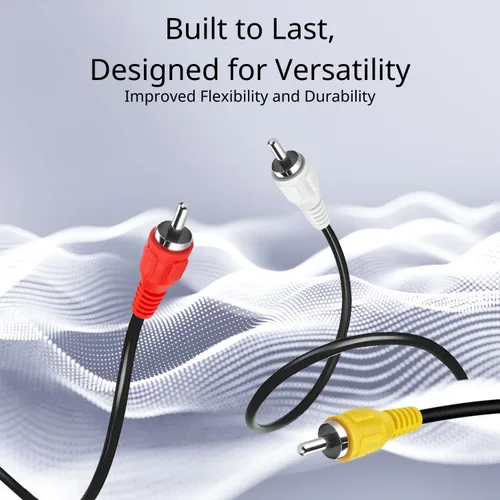 Vista 3 de Cable TNP 3 RCA AV – Cable de audio y video de 6 pies con conector macho a macho – Cable de video compuesto de doble blindaje rojo, blanco