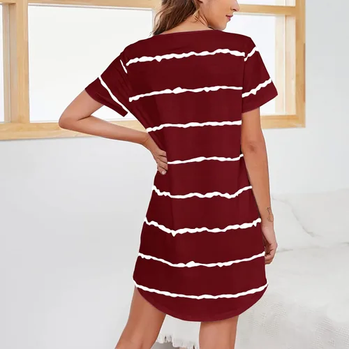 Vista 2 de Lu's Chic Camisón de algodón de manga corta para mujer, talla grande, ropa de dormir