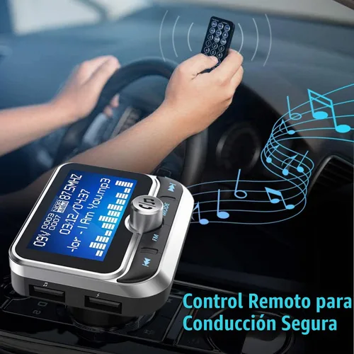 Vista 5 de Transmisor FM Bluetooth para coche, adaptador de radio inalámbrico Bluetooth 5.0, kit de coche con llamadas manos libres, 2 puertos USB, detección