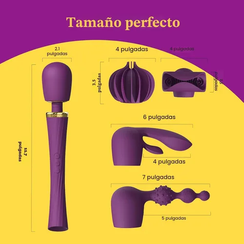 Vista 7 de Kit de Vibrador de Varita Tracy's Dog, Masajador Inalámbrico con 4 Accesorios de Silicona para Estimulación del Clítoris, Punto G, Anal y Pene