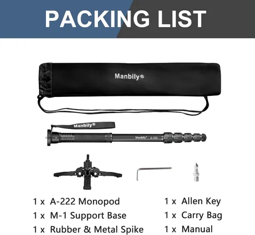 Vista 7 de Manbily Monopies para cámaras con pies, 5 secciones, 67 pulgadas, carga máxima de 15.43 libras, monopie de cámara extensible portátil de aluminio