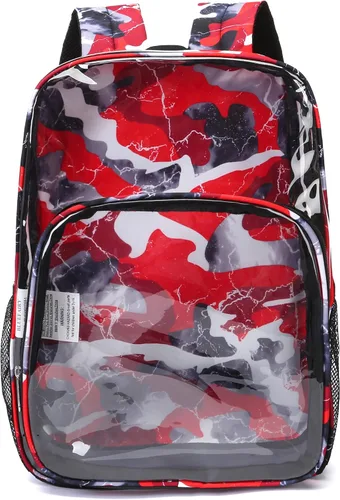 Vista 2 de BLUEFAIRY Mochila transparente, rojo, camuflaje (Camo-Red), Azul camuflaje