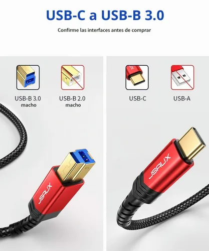 Vista 2 de JSAUX Cable USB C a USB B 3.0 de 6.6 pies