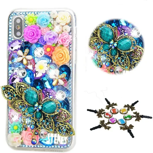 Vista 5 de Sparkle Case compatible con Samsung Galaxy Z Flip 2 5G - Elegante - Funda 3D hecha a mano con corona de flores y luna con diamantes de imitación