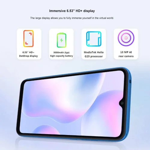 Vista 6 de Xiaomi Redmi 9A (64GB+4GB) 4G LTE Desbloqueado GSM 6.53" (Boost - Cricket - At&t) Dual Sim (azul cielo)