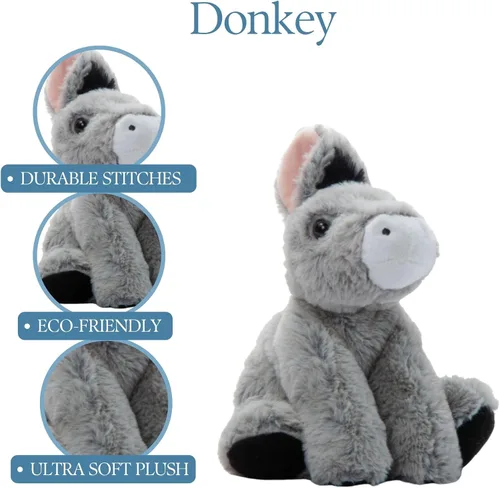 Vista 2 de The Petting Zoo Peluche de burro floppy, regalos para niños, animales salvajes de vida silvestre, juguete de peluche de burro de 9 pulgadas
