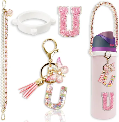 Vista 111 de Letter Handle Strap Accessories with Cute Initial Charm Compatible with Owala Water Bottle 24oz 32oz 40oz Owala Kids