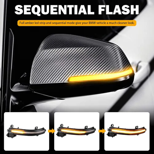 Vista 2 de Luces LED dinámicas secuenciales de giro para BMW F30 F32 F36 F22 X1 i3 BMW 1/2/3/4 Series ahumado secuencial marcador lateral intermitente lámpara