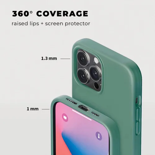 Vista 3 de Compatible con iPhone 13 Pro Max Funda de silicona con protector de pantalla - Verde
