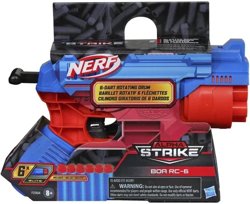 Vista 2 de Nerf Alpha Strike Boa RC-6 Blaster con tambor giratorio de 6 dardos – Fire 6 dardos seguidos – Incluye 6 dardos Nerf Elite