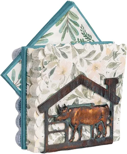 Vista 2 de Mini servilletero de metal para mesa, servilleteros rústicos de granja para servilletas de papel, toallas de papel de cobre antiguo, dispensador