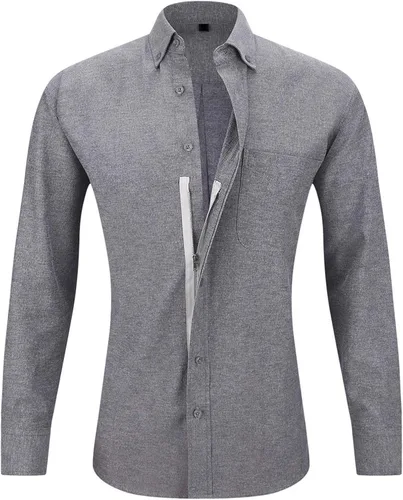 Vista 12 de Camisetas de manga larga para hombre, estilo casual, holgadas, con botones, cuello ajustado, para otoño