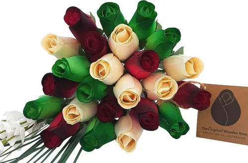 Vista 10 de Ramos originales de rosas de madera en 1, 2, o 3 docenas, Madera de abedul, Christmas, 1 Docena