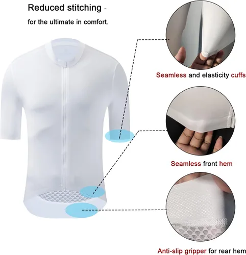 Vista 3 de YKYWBIKE Cycling Jersey Men Aero Race Fit, Road Bike Jersey Short Sleeved Moisture Wicking, Breathable,Zip Pocket,UPF50