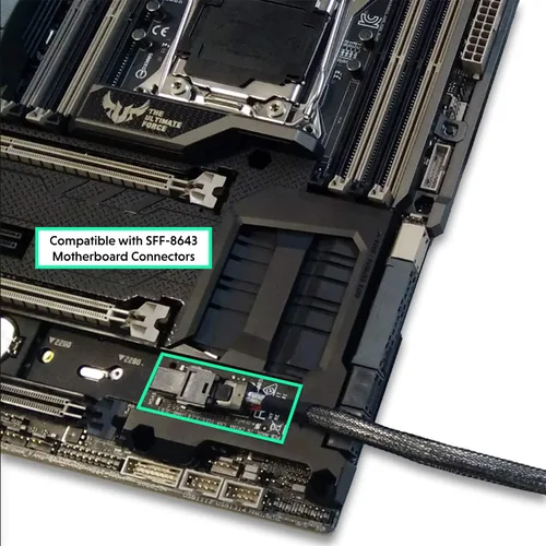 Vista 3 de LINKUP Cable interno U.2 16G Mini SAS HD a SFF-8639 3.9 ft PCIe Gen4, 85 ohmios, con alimentación SATA