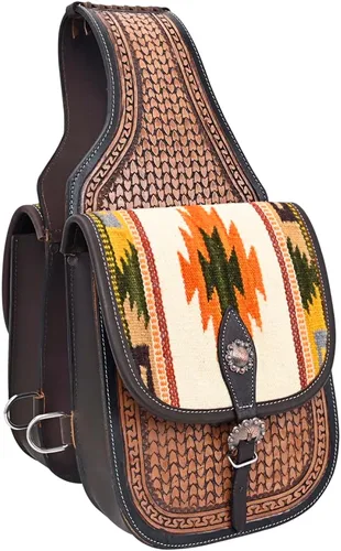 Vista 8 de HILASON Concho Western Horse - Bolsa de sillín de cuero resistente y tradicional Bolsa de sillín Bolsa de sillín de caballo Bolsa de sillín