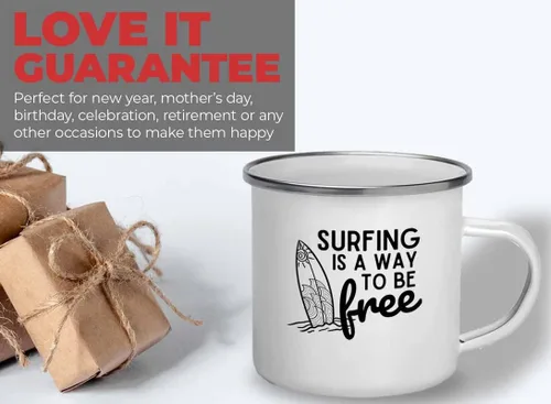 Vista 5 de Surfing Camper Taza 12oz – Surfing is free A – Surfing is free A – Surfing Enthusiast Gifts Water Sport Surfboard Athletics Hobby Beach Sea Windsurf