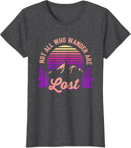 Vista 4 de Not All Who Wander Are Lost Vintage Mountains - Camiseta de senderismo, Negro, S