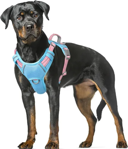 Vista 64 de BARKBAY Arnés para Perro Sin Tirones Talla Grande Arnés Reflectante para Perro con Clip Frontal y Asa de Control Fácil para Caminar Entrenar Correr