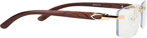 Vista 3 de Elite Slim - Gafas de sol rectangulares sin montura de metal y madera Art Aviator Multicolor