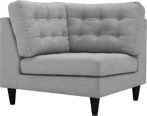 Vista 56 de Sofá esquinero Modway Empress, estilo de mediados de siglo, tapizado de tela en avena, Tela, Celeste