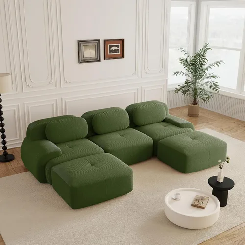 Vista 40 de Sofás modulares sin hueso de 152.8 pulgadas para sala de estar, sofá modular con diván en forma de L, cómodo asiento profundo tapizado de tela