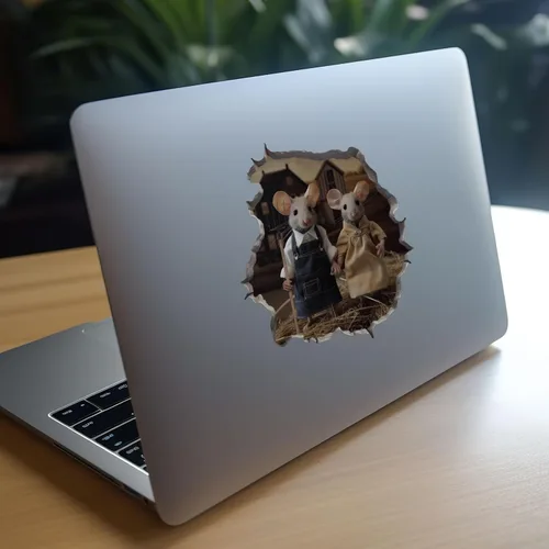 Vista 8 de Adhesivo de pared 3D con agujero de ratón gótico americano con agujero de ratón