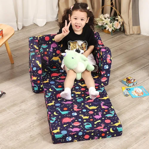 Vista 124 de MOMCAYWEX - Sofá para niños, 2 en 1, plegable, piel de melocotón, color azul