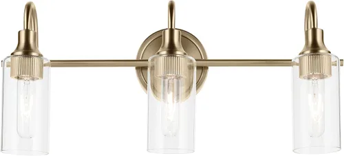 Vista 2 de Kichler Kavi - Lámpara de tocador de baño de 3 luces, bronce champán Champagne bronce