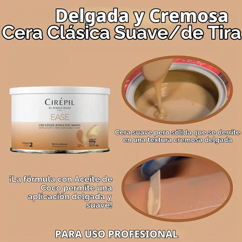 Vista 4 de Colección de bandas de cera Cirépil Cera cremosa sin colofonia para pieles sensibles - No pegajosa y fácil aplicación - Depilación corporal