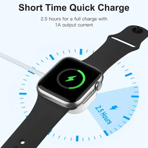 Vista 9 de Cargador USB iWatch compatible con cargador de Apple Watch, cable de carga rápida de 5 pies para i Watch Series 9, 8, 7, 6, 5, 4, 3, 2, SE/2, cable