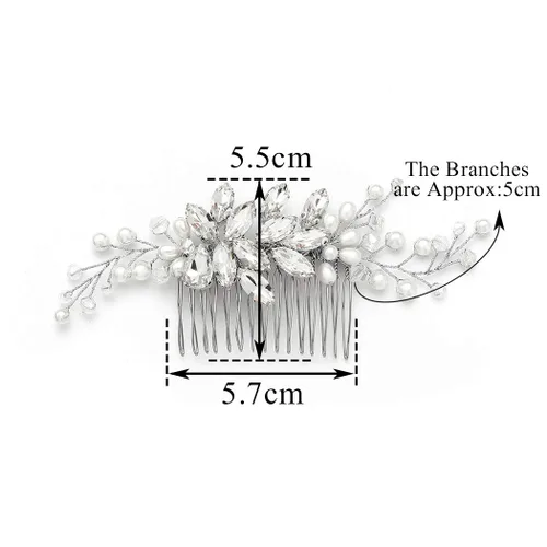 Vista 5 de GORAIS Peine para el cabello de boda Rhinestone Accesorios para el cabello nupcial Piezas de pelo de perlas