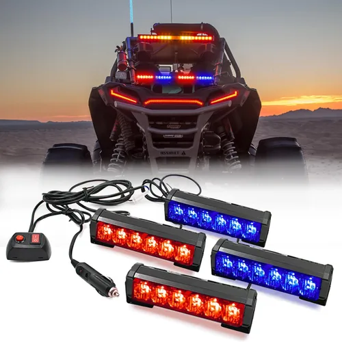 Vista 10 de 2 x 6 LED con 9 modos de advertencia para el tráfico - Luces estroboscópicas impermeables para auto, para interior, techo, salpicaderas, parabrisas