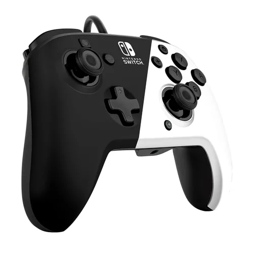 Vista 10 de PDP Gaming Faceoff Deluxe+ Wired Switch Pro Controller - Officially Licensed by Nintendo - OLED Model- BlackWhite - Nintendo Switch
