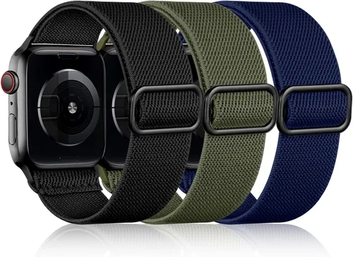 Vista 12 de DaQin Paquete de 3 bandas elásticas Solo Loop compatibles con Apple Watch para hombres de 49 mm, 46 mm, 45 mm, 44 mm, 42 mm, correa elástica