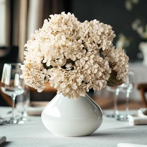 Vista 10 de Flores Artificiales Cabezas de Hortensias de Seda Falsa Ramo con Tallos al Por Mayor para Decoración de Otoño Centro de Mesa Navidad Interior Azul