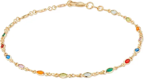Vista 7 de Barzel Tobillera baguette bañada en oro de 18 quilates y cristal multicolor