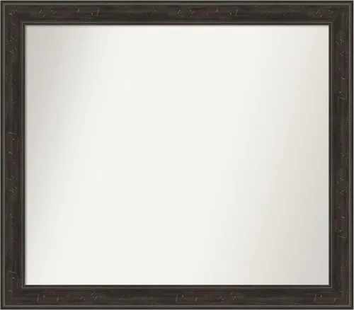Vista 131 de Amanti Art Espejo de baño marrón para sobre el fregadero, 24 x 24 pulgadas, espejo de tocador cuadrado marrón Caleb, marco de madera rústica