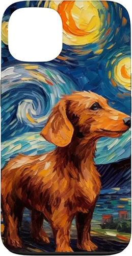 Vista 7 de Carcasa para iPhone 16 Dachshund Dog Starry Night Van Gogh Dachshund