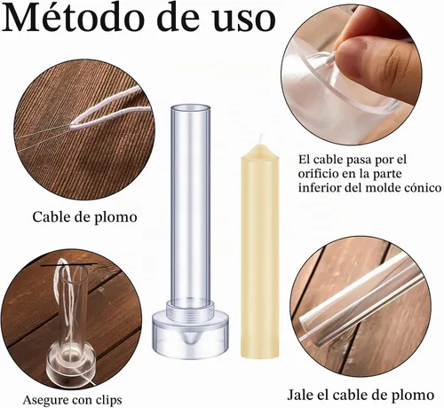 Vista 5 de Molde de vela cónica de 2 piezas para hacer velas de emergencia y velas de mesa con mechas de alambre, kit de herramientas