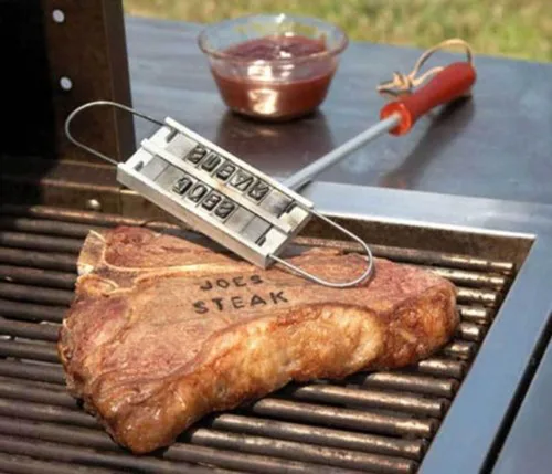 Vista 4 de Juego de hierro de marcar BBQ con letras intercambiables, nombres, alfabeto