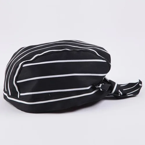 Vista 5 de 2 piezas Unisex Cocina Catering Chef Skull Cap Tie Back Pirate Hat Headwrap, Como se describe