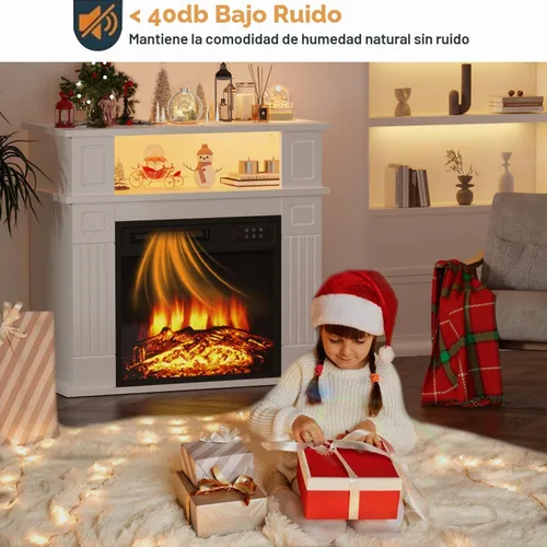 Vista 6 de Chimenea eléctrica de 28 pulgadas con repisa, chimenea LED pequeña con inserto de chimenea de 18 pulgadas, llama realista 3D, chimenea portátil